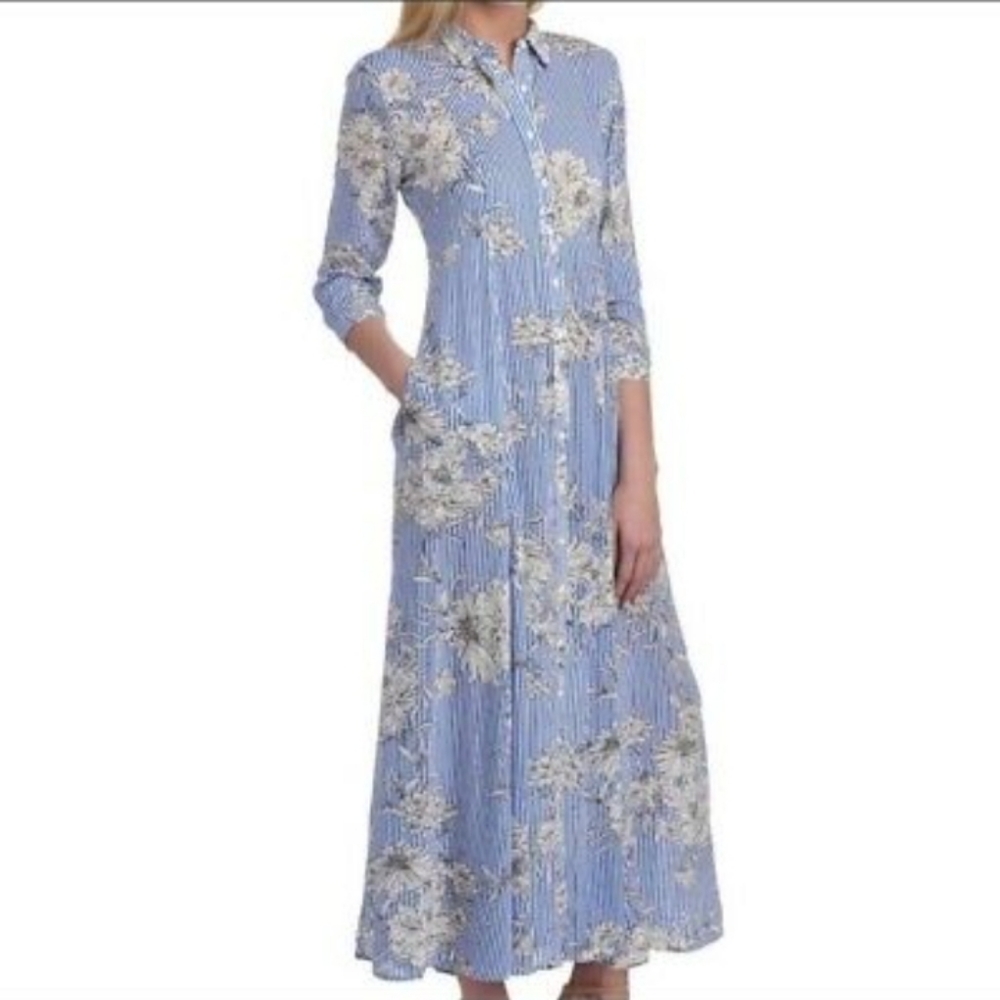 Philosophy Blue Striped Floral Dress Size 6